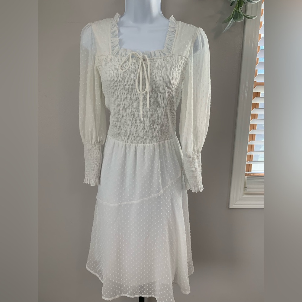 Vero Moda Elegant White Long Sleeve Dress